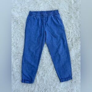 J.Crew blue jogger-style pants with an elastic waistband.